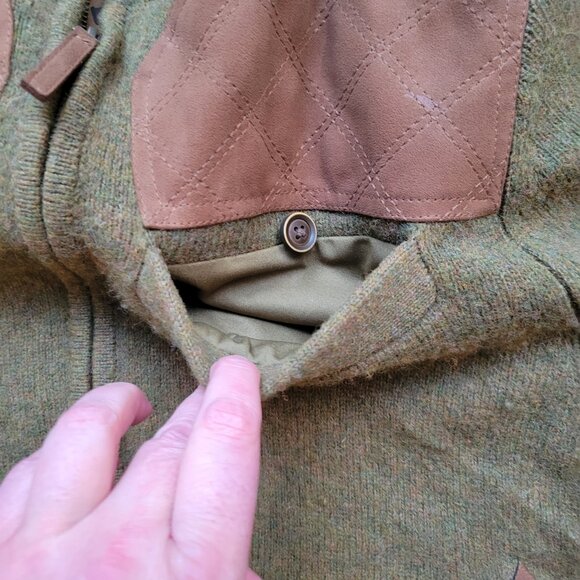 Duluth Trading Men's Windproof Full Zip Sweater Jacket Shetland Wool Green Sz. M - Picture 5 of 13